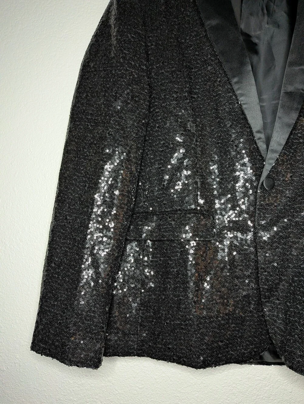 New Mage Male Black Sequin Halloween Cosplay Theater Novelty Blazer Jacket M NWT